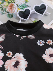 Baby Girls Flower Print Sweatshirt Kids Pullover Top