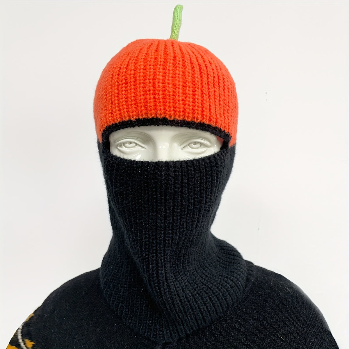 Unisex Warm Pumpkin Mask & Woolen Knitted Hat