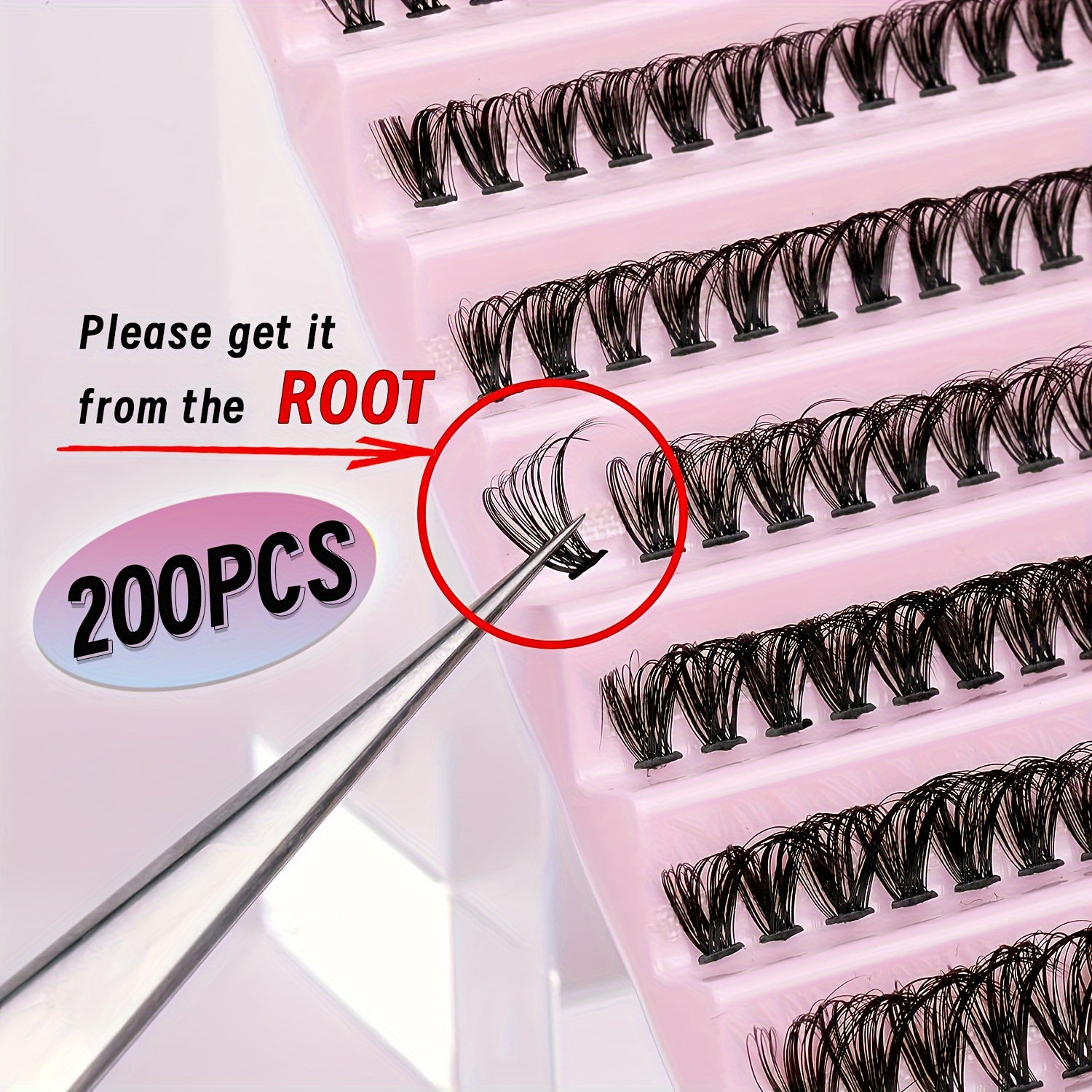 200 Pcs Natural Look Eyelash Extension 9-16mm D Curl Fluffy Fa