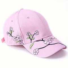 Peach Blossom Baseball Hat Embroidered Flower Cap