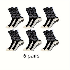 6 Pairs Men's Mid Crew Sport Socks Sweat-absorbing Comfy Breathable Socks