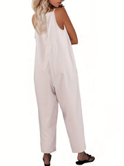 Solid Pocket Spaghetti Strap Jumpsuit Sleeveless Casual Jumpsuit