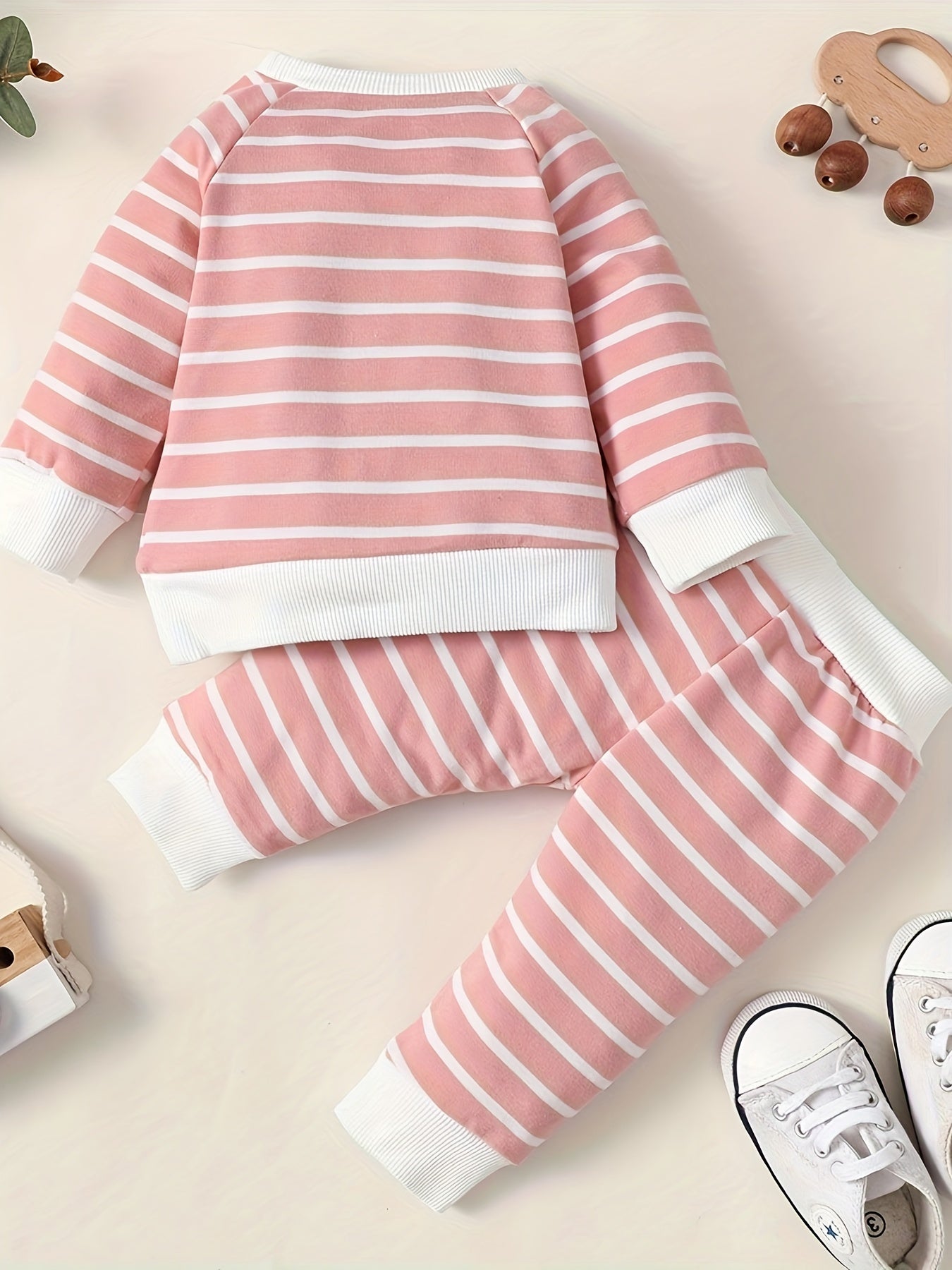Diagonal Street Ribbed Collar Long Sleeved Top Baby Boy's 2pc Set