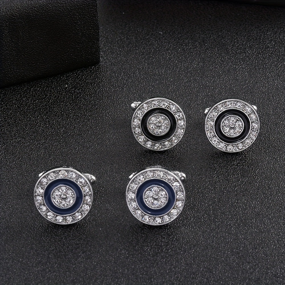 Rhinestone Round Cufflinks Suit Button Cufflinks Sleeves Shirt Studs