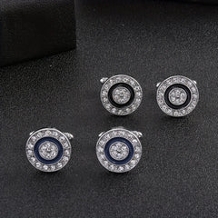 Rhinestone Round Cufflinks Suit Button Cufflinks Sleeves Shirt Studs