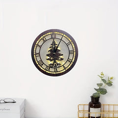 Children's Room Decoration Wall Clock LED Creative Light Retro Wooden Sign