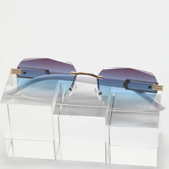 Rectangle Frameless Vintage Rimless Sunglasses for Women Men