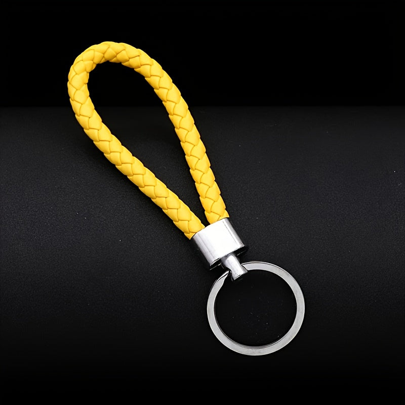 Handcrafted Faux Leather Rope Keychain