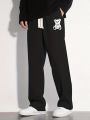 Toy Bear Pattern Joggers Men's Casual Loose Fit Pants Spring Summer