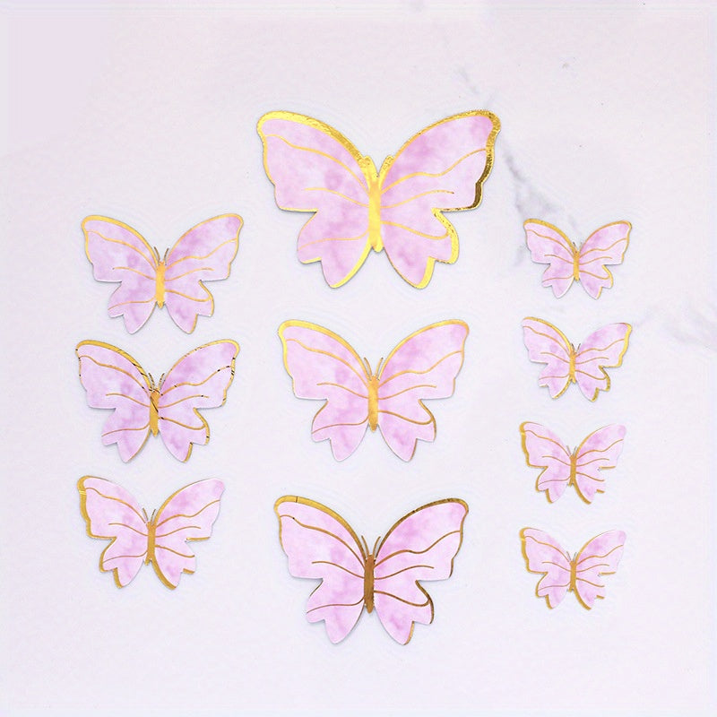 10pcs Butterfly Cake Toppers - Elegant Dessert Party Decoration
