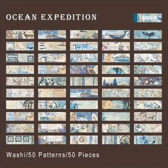 50pcs Vintage Washi Stickers Book Floral Travel Ocean Adventure Stickers
