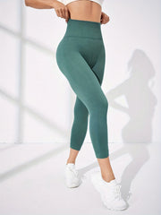 High Waist Solid Sports Pants Tummy Control Leggings Women's Activewear