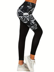 Butterfly Print Skinny Leggings Stretchy Casual Leggings Women's Clothing