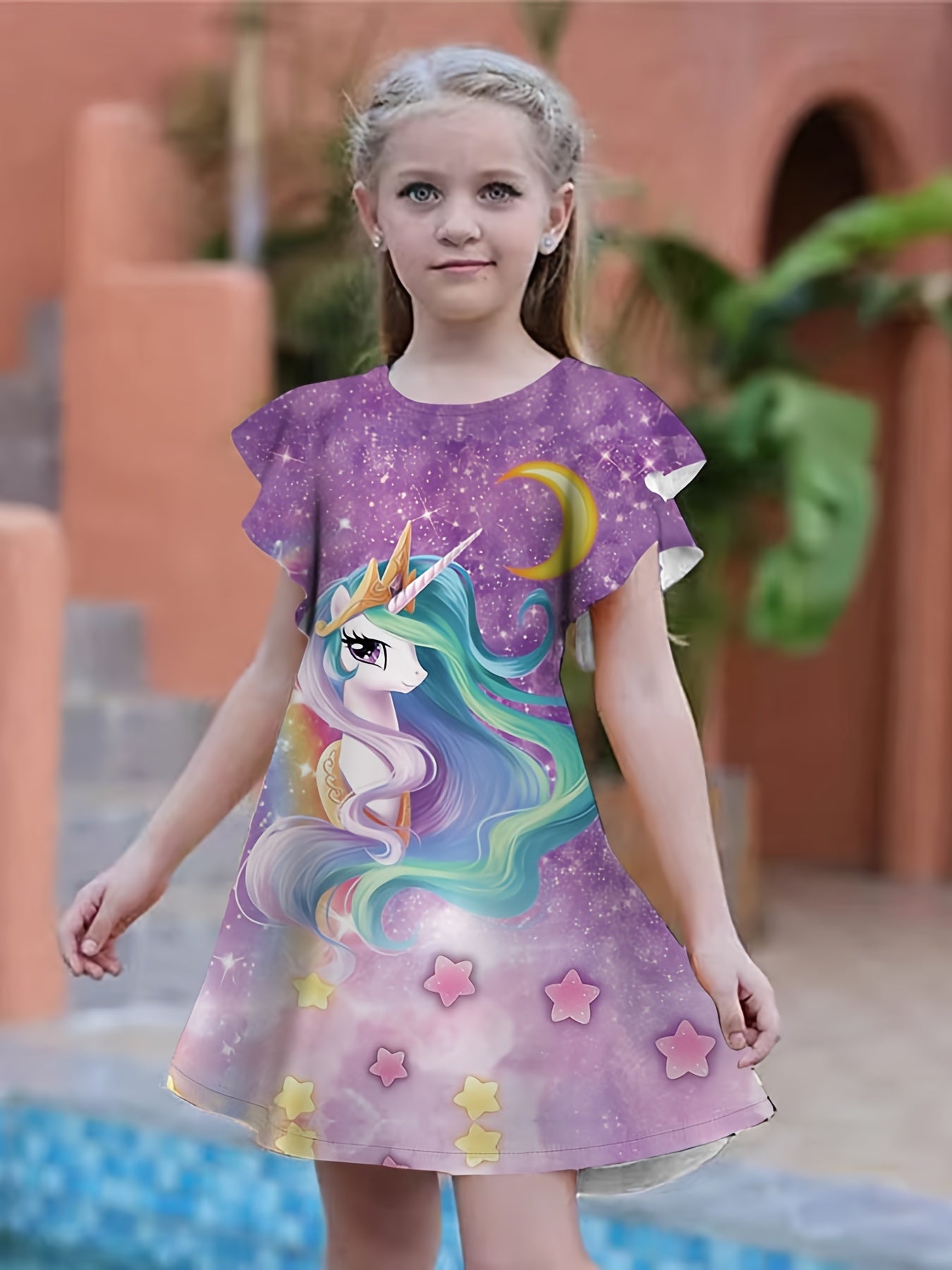 Summer Girls 3D Print Fancy Dresses Kids Party Princess Dress