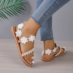Women's Floral Flat Sandals Summer Beach Shoes