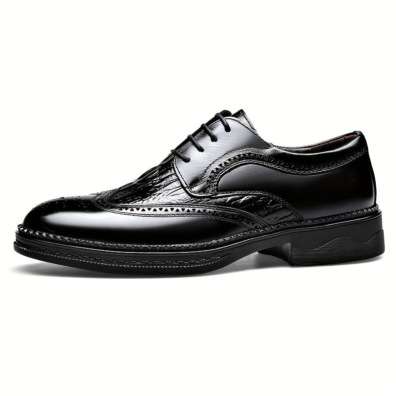 Men's Brogue Carved Derby Shoes Pointed Toe Oxfords