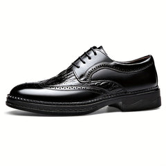 Men's Brogue Carved Derby Shoes Pointed Toe Oxfords