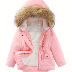 Girls Fleece Lined Hooded Coat Jacket for Fall Winter