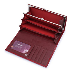 Women's Classic Leather Bi-fold Wallet with Snap Closure