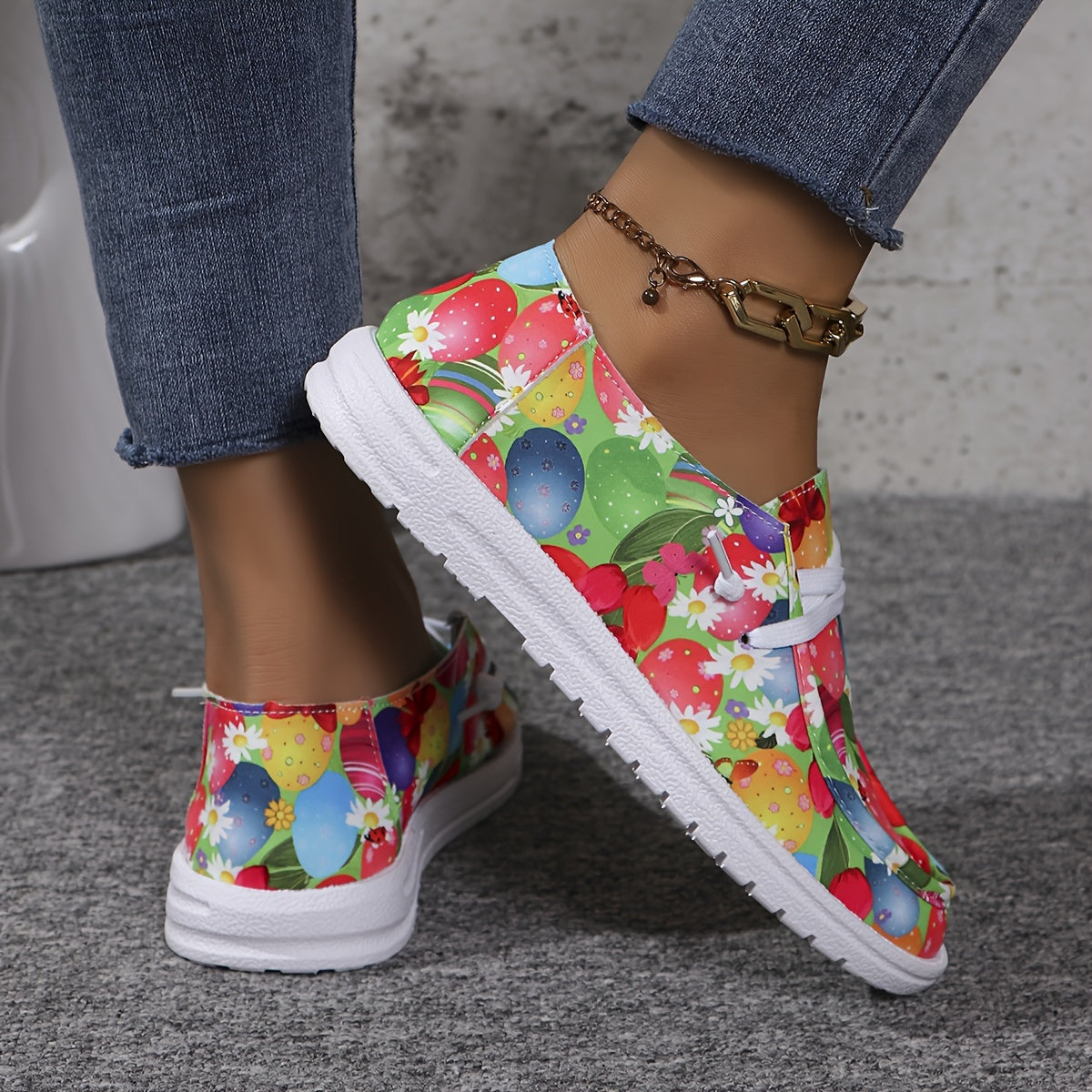 Colorful Balloon Pattern Flat Shoes Women's Shallow Mouth Casual Shoes