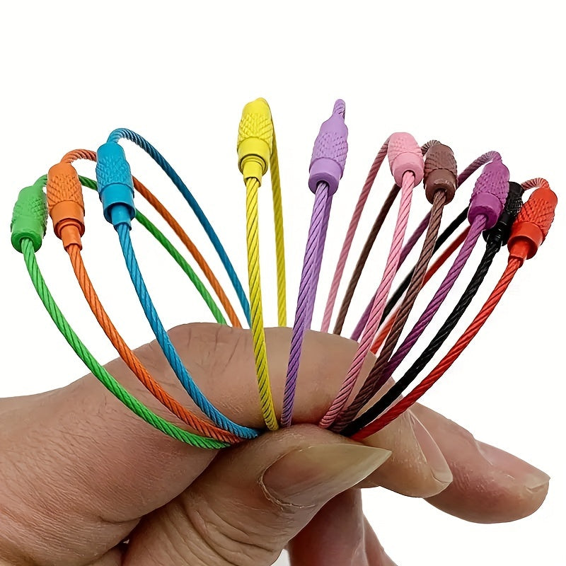 10pcs Colorful Wire Keyring Keychain Stainless Steel Carabiner Outdoor Camping