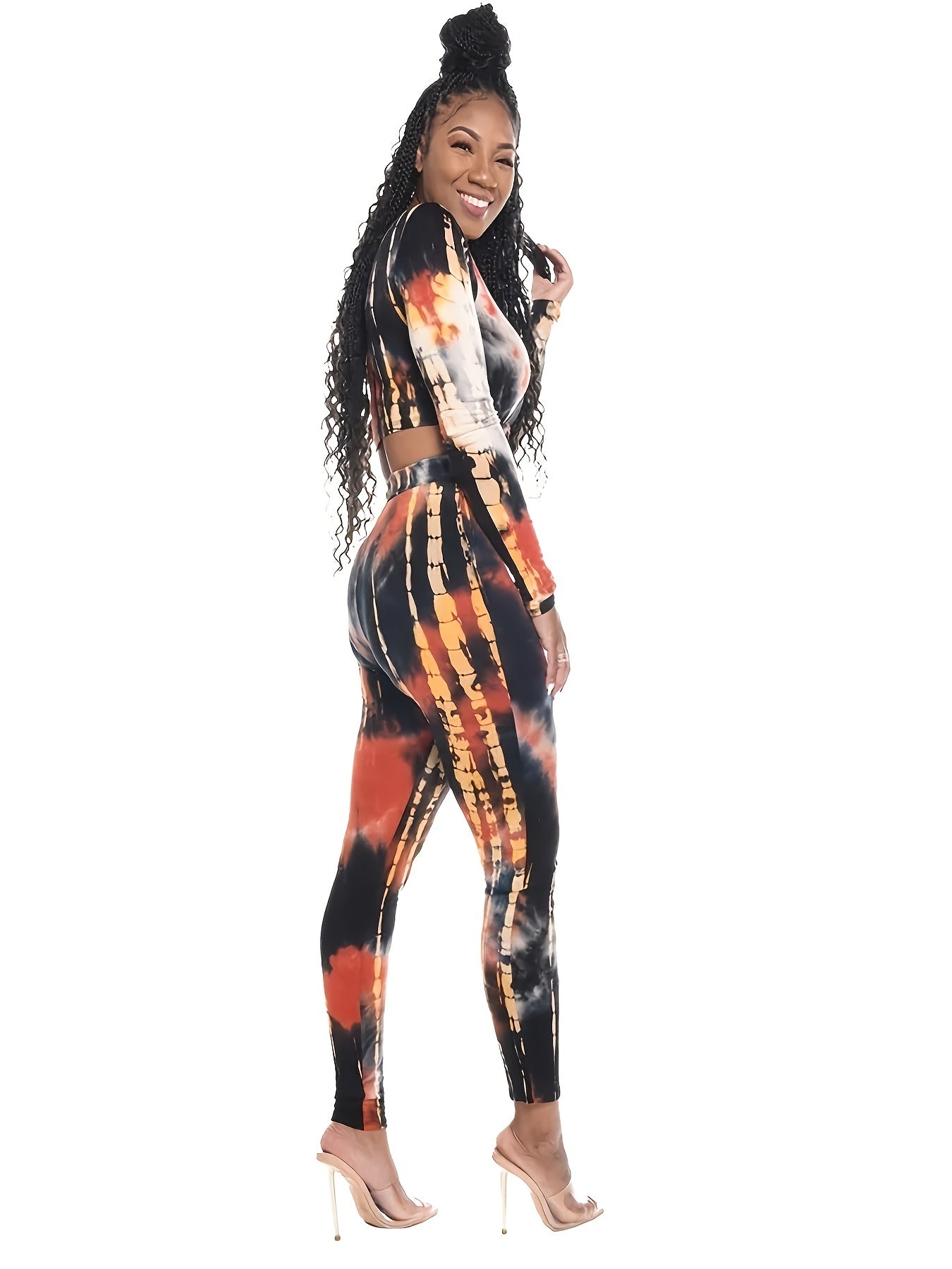 Tie Dye Long Sleeve Crop Top & Pants Set