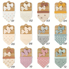 3pcs Bow Headband & Floral Bib Cute Baby Girl Photo Accessories