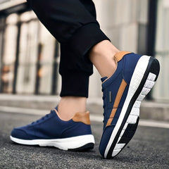Men's Leather Lace Up Sneaker Lightweight Waterproof Running Shoes