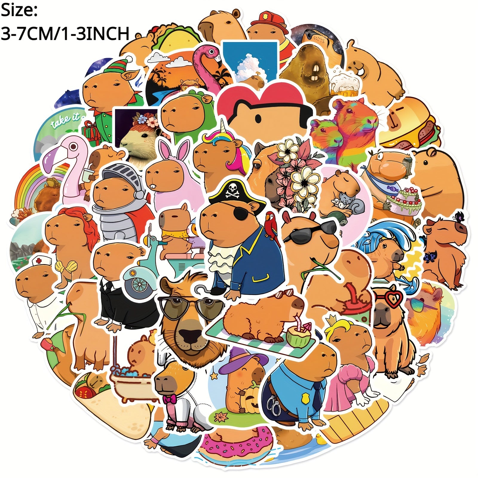 50pcs Cartoon Capybara Series Sticker Waterproof Decoration DIY Creative Sticker