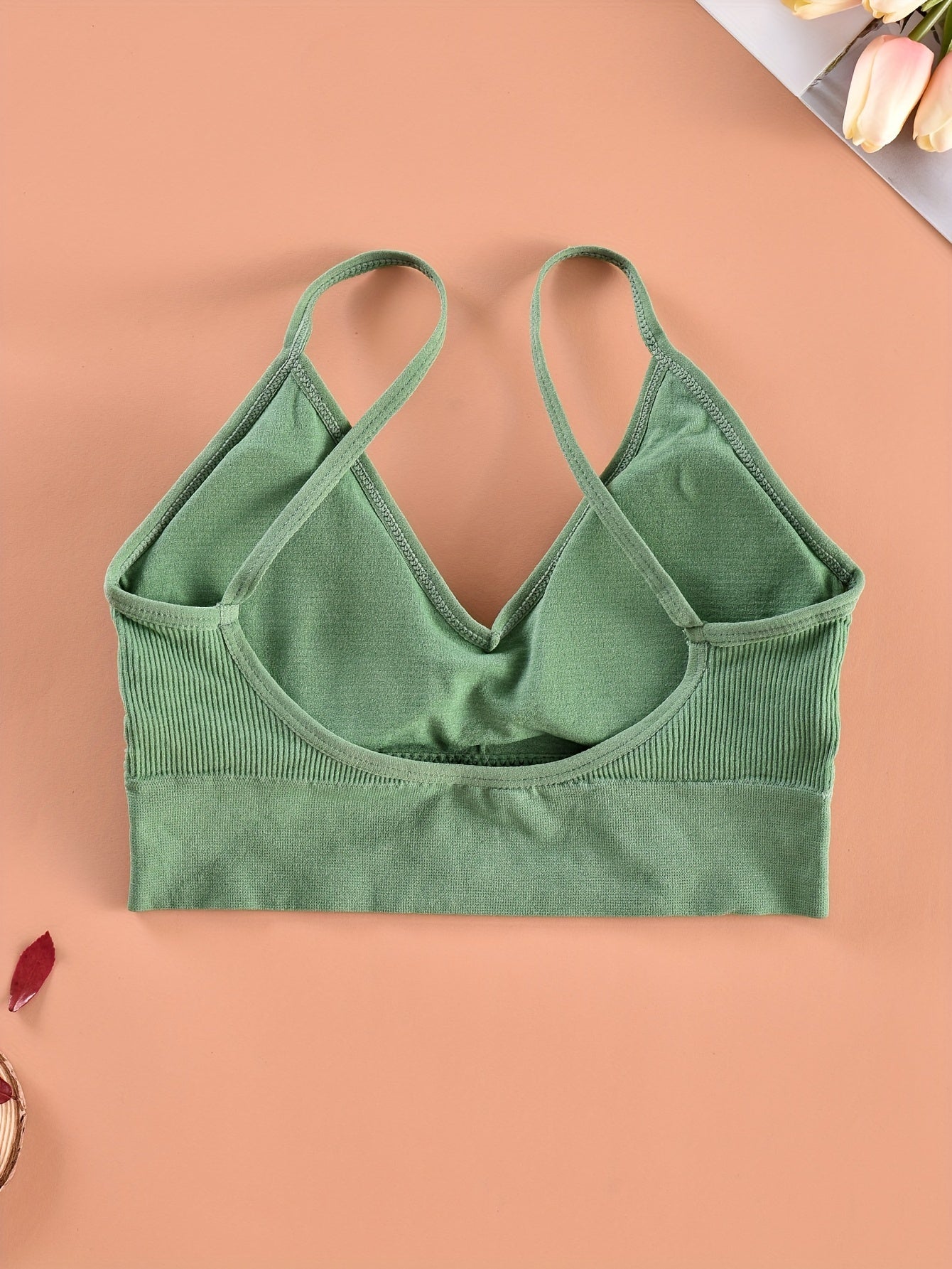 Ribbed Cami Crop Top V Neck Backless Lingerie