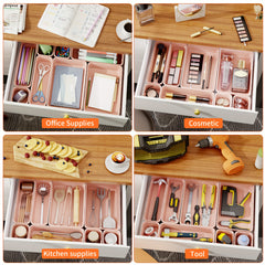 45pcs Plastic Drawer Organizer Set for Makeup Jewelry Utensils Gadgets