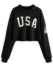 Women's American Flag Graphic Sweatshirt Long Sleeve Round Neck