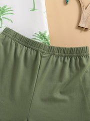 2pcs Baby Boys Coconut Trees Print T shirt & Shorts Baby Summer Clothes Sets