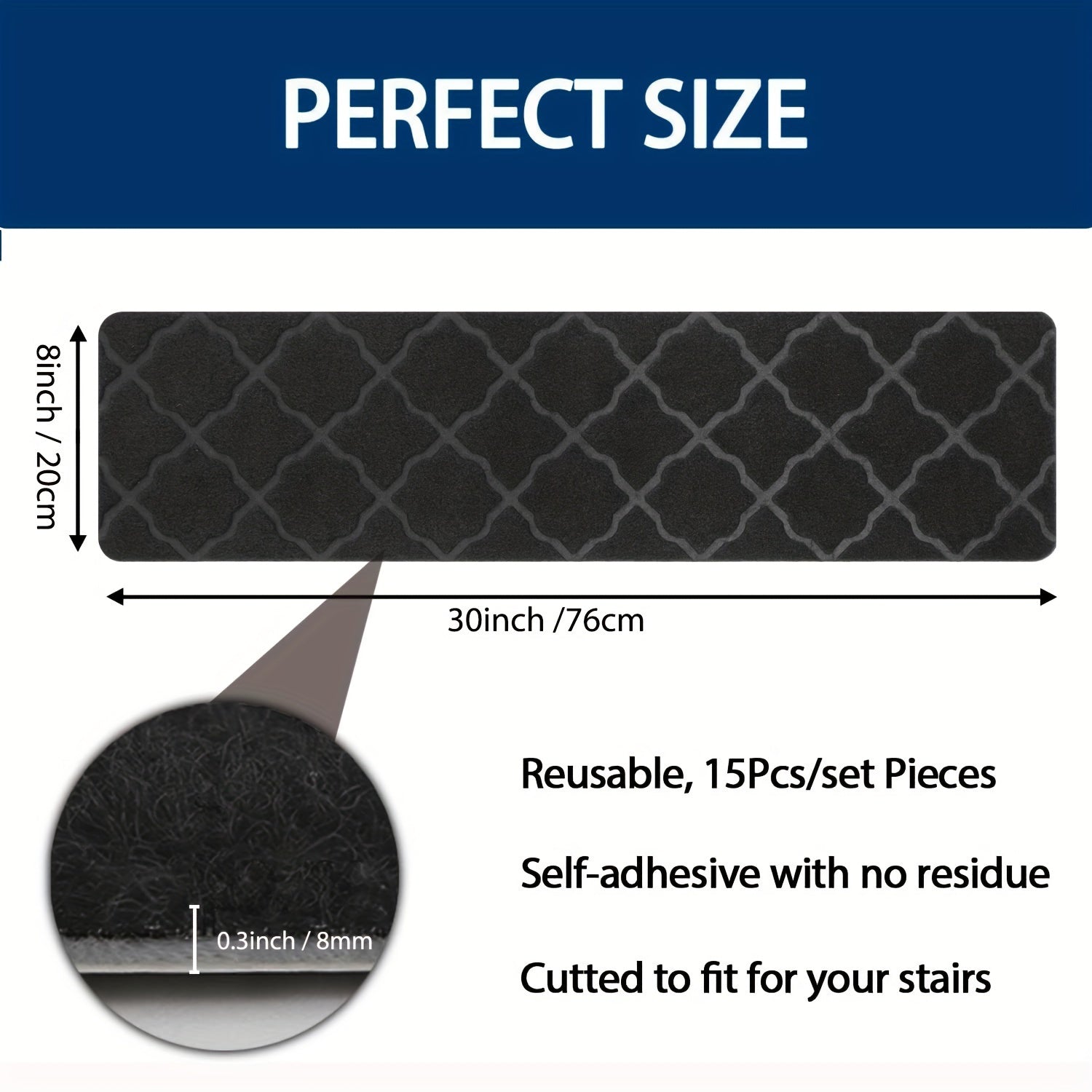15pcs Non Slip Stair Treads Double Adhesive Tape Grip Tape Anti Slip Tape