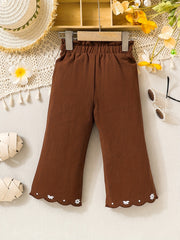 Girls Bell Bottomed Pants High Waisted Loose Fit