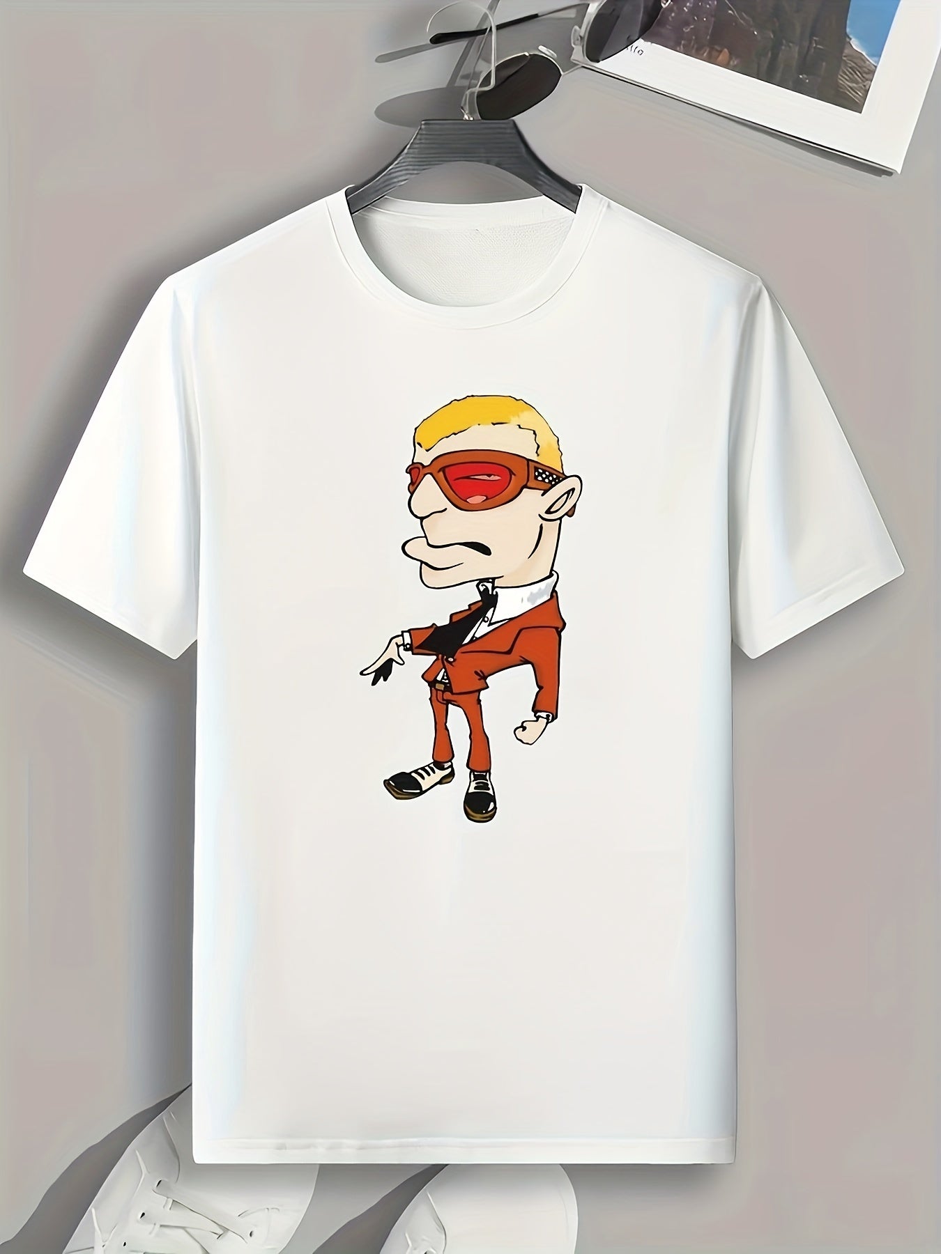 Funny Cartoon Man Print Men's Graphic T-shirt Comfy Tees For Summer