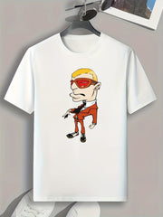 Funny Cartoon Man Print Men's Graphic T-shirt Comfy Tees For Summer
