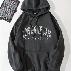 Letter Print Kangaroo Pocket Hoodie Casual Long Sleeve Drawstring Hoodies