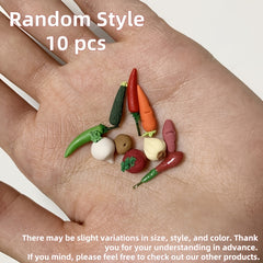 10pcs 1:12 Scale Mini Fruits & Veggies Grocery Set for Rustic Garden Farm