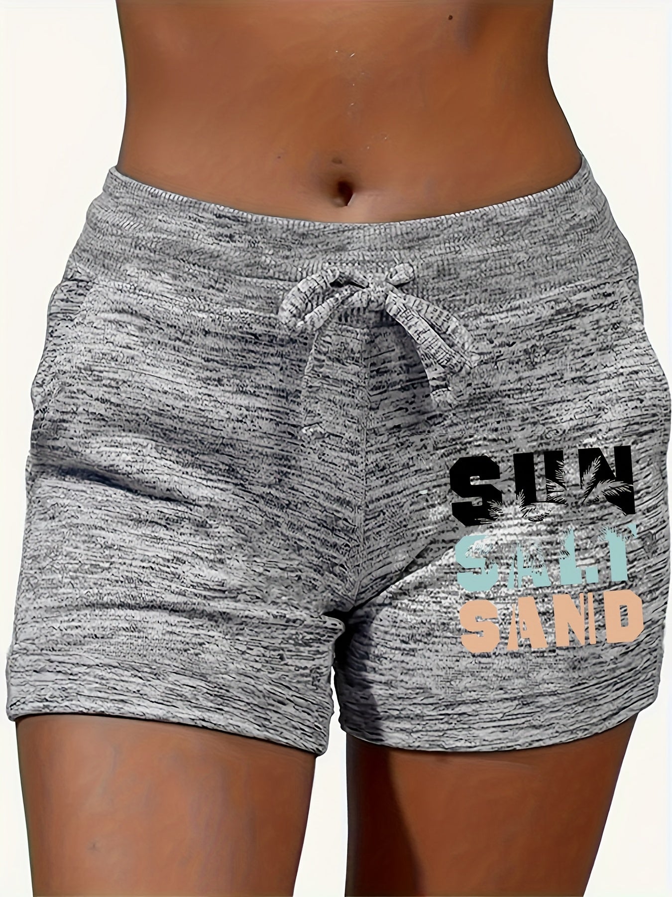 Sun Salt Sand Print Drawstring Shorts for Summer & Spring