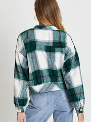 Plaid Print Button Front Jacket Casual Long Sleeve Versatile Outerwear