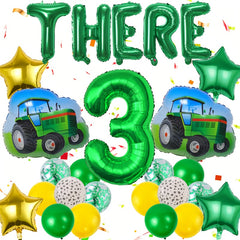 26pcs Tractor Birthday Party Supplies Set with Number, Latex, and Star Balloons