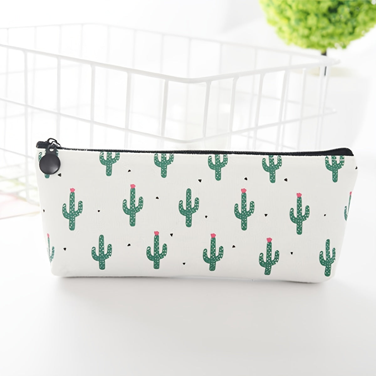 Canvas Cactus Pencil Case - Organize Your Office Supplies in Style!