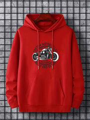 Motorcycle & Letter Print Hoodies For Men Graphic Sweatshirt