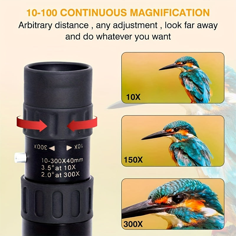10 300X Zoom HD Monocular Telescope for Travel Camping