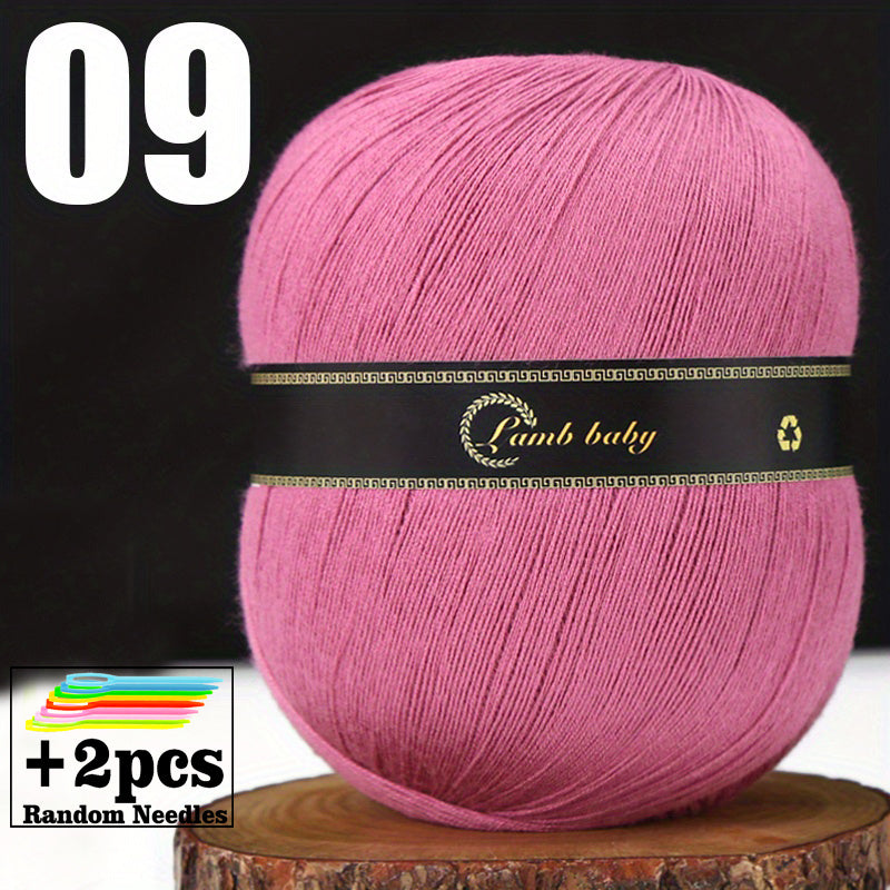 Solid Silk Yarn & Green Needles Set for Crocheting Knitting - 150g
