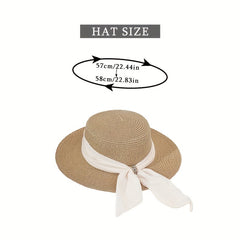 Bow Decor Women's Straw Hat For Ladies Christmas Gift For Her