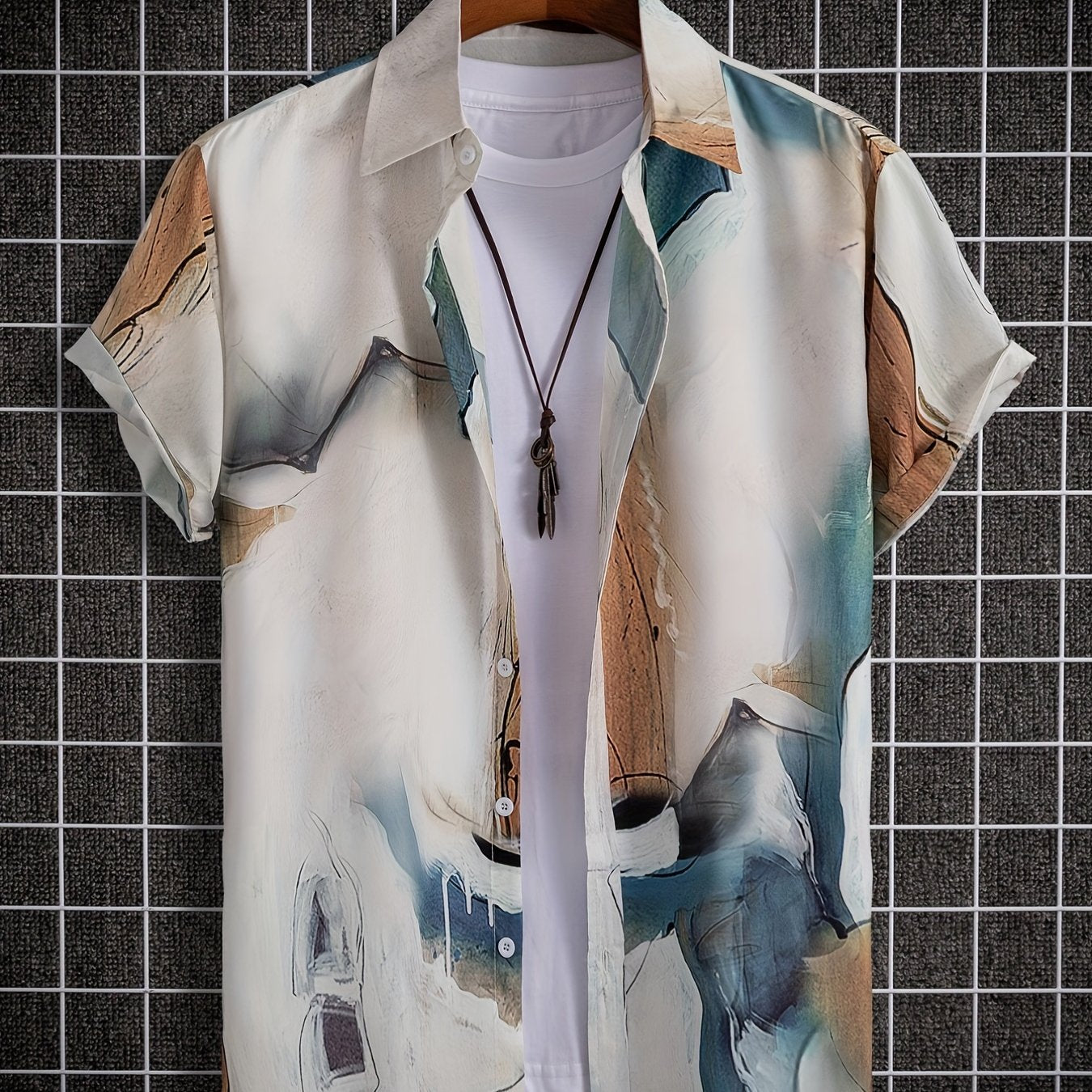 Men's Casual Short Sleeve Shirt for Summer Vacation