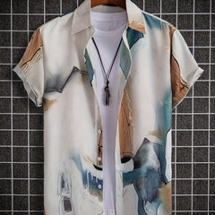 Men's Casual Short Sleeve Shirt for Summer Vacation