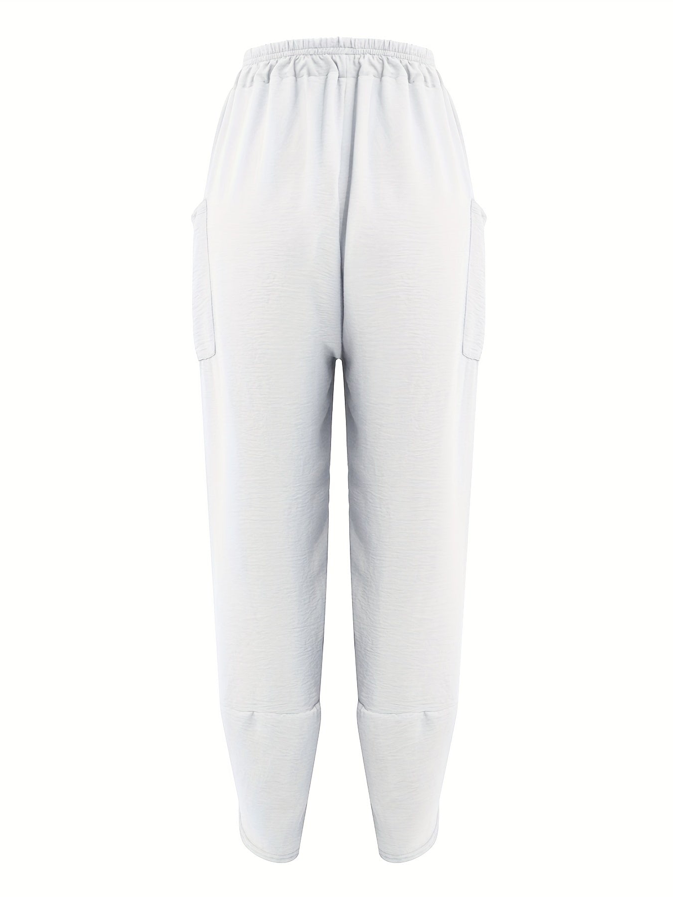 Patched Pockets Solid Pants Casual Pants For Spring & Summer